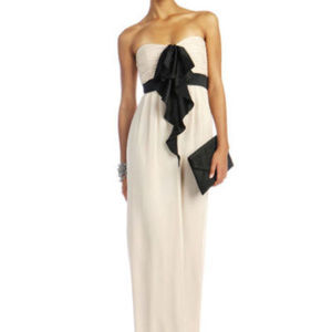 TED BAKER Dress Formal Gown Cream Black Bow 4 NEW